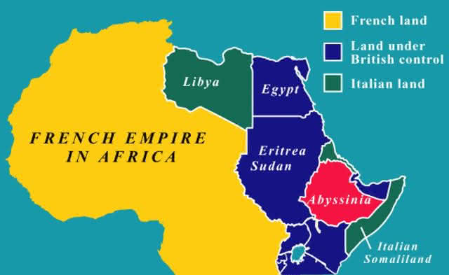 1935年非洲局势（绿色为意大利殖民地）